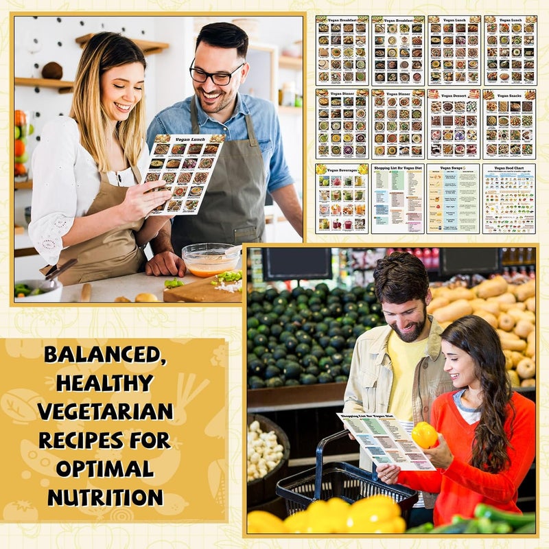 Sinload 12 Pcs Vegan Food List Poster Vegan Diet Meal Plan High Protein Veggie Food Chart, Healthy Eating Guide for Kitchen Home - Image 5